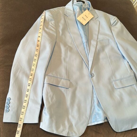 Men’s Pale Blue Slim Fit Dress Suit Jacket & Vest Size 38 NWT - Picture 6 of 11